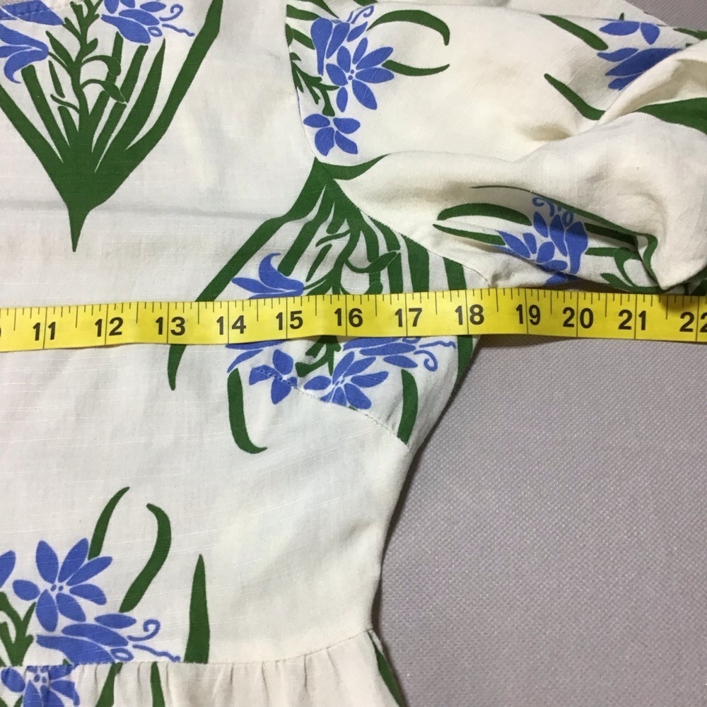 Zara Sofia Puff Sleeves Cream Maxi Dress Floral Design - Picture 8 of 10